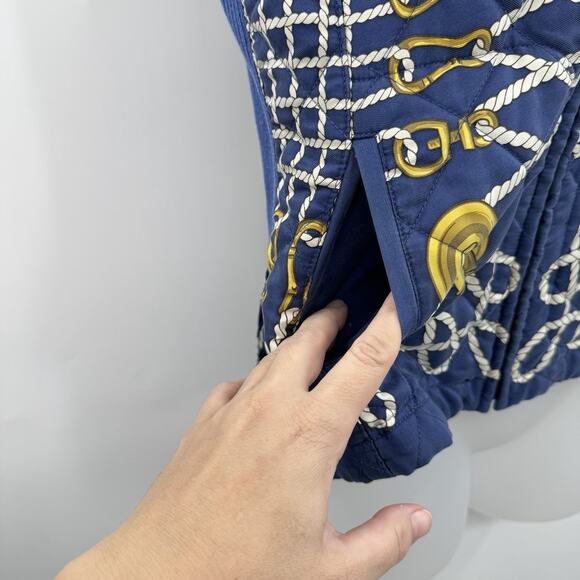 J. McLaughlin 100% Silk Nautical Quilted Vest Sz S Blue Preppy Resort Equestrian - Picture 3 of 13